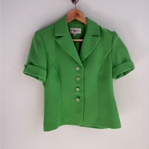 Vintage ladies blazer shirt button up lime